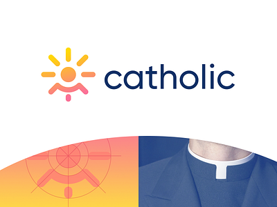 Catholic branding brand identity catholic religion church colorful color colour gradient logo logotype mark saint priest collar smart clever