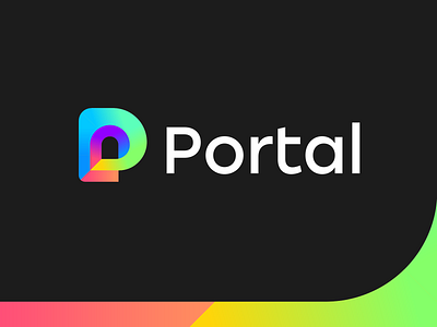 Portal logo branding brand identity colorful color colour gradient logo logotype mark p portal spiral gate