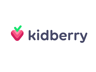 Kidberry logo berry fruit branding brand identity layers logo logotype mark smart clever task done tick