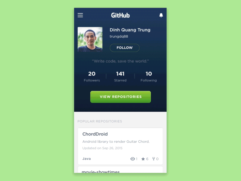 Github Social App Concept (Animation)