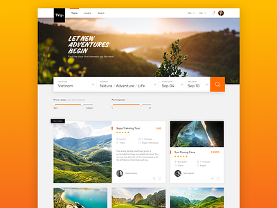 Trip. - Listing listing nature orange sketch travel trip ui ux web design