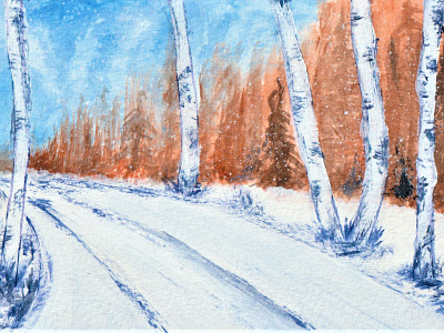 Winter acrylic design fineart graphic design illu illustration landscape painting street vector winter
