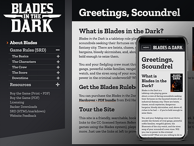 Blades in the Dark RPG site rpg