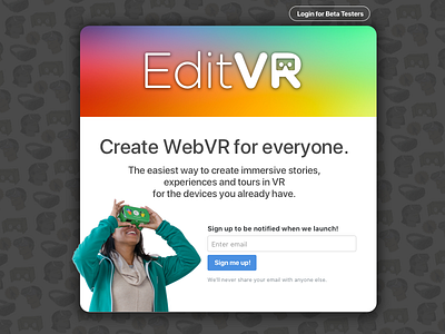 Playing with the EditVR landing page ar virtual reality vr