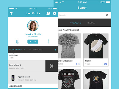 Gftr- Gift Your Friends Exactly What They Want. app design ecommerce app iphone ui