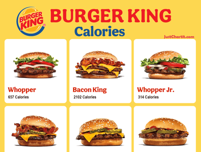 Burger King Calories Chart by Shah Nawaz on Dribbble