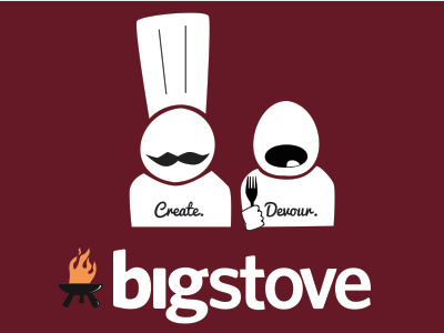 BigStove logo / tshirt style chef collaborative consumption dinner fire food p2p stove
