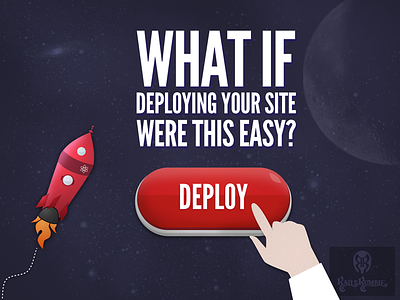 Deploy Button - What if deploying were this easy? button deploy galaxy hand leaguegothic moon red rocket space