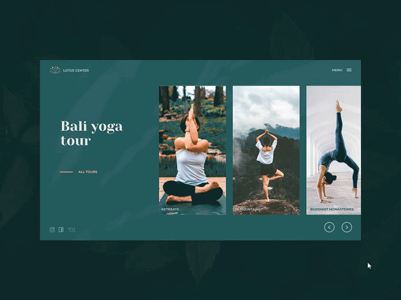 Yoga Tours | First Screen animation concept figma first screen green main screen ui ux web design yoga
