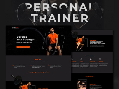 Landing Page: Personal Fitness Trainer concept dark design fitness instructor landing page layout trainer ui web design web site