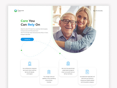 Landing Page for Care Agency blue business care care agency clear clinic concept design health healthcare hospice hospital landing page medecine medical minimalistic ui web design web site