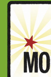 Mo’ sunburst green logo red screenprint star sunburst yellow