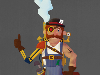 Ace character illustration steampunk