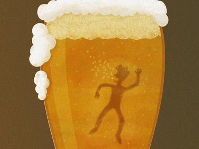 Drowning In A Draught alliteration alphabet beer drink illustration silhouette