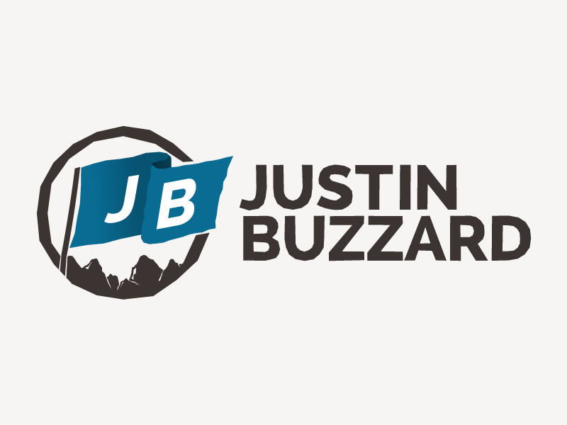Justin Buzzard Logo flag mountains outdoors adventure pastor logo