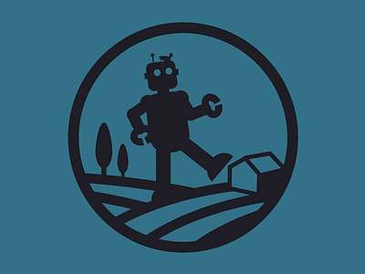 Free Range Robots farm illustration logo robot