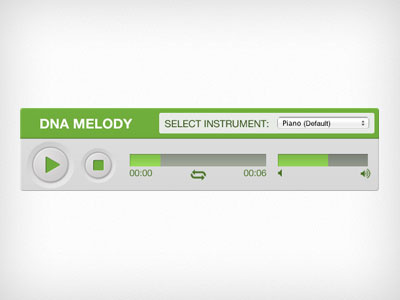 23andMe - DNA Melody Player audio buttons gray green music play player slide ui