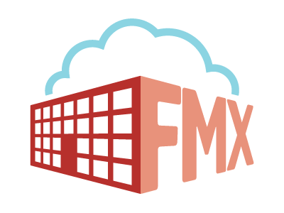 FMX logo blue building cloud corporate logo maintenance red