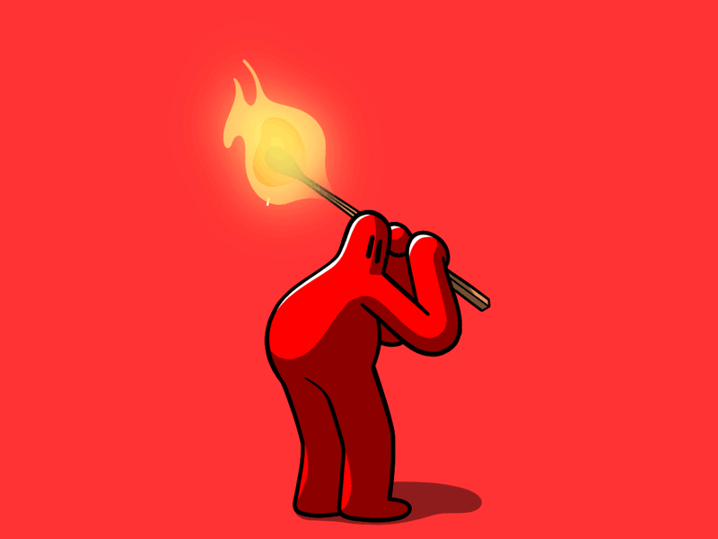 BURN IT DOWN animation character character design design fire gif illustration loop photoshop red