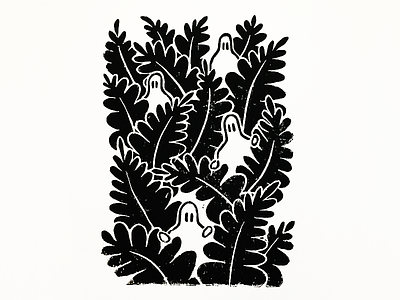 Linocut Printing black bushes character illustration lino linocut plants print printmaking white