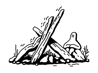 Camp black black and white character drawing logs photoshop rocks rough sit white