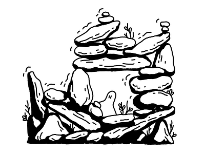 Rock wall black black white digital drawing illustration photoshop rock rocks white