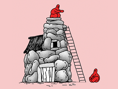 Stone Home character digital drawing house illustration ladder photoshop red rocks stone