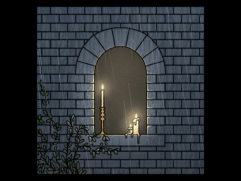 Window 2 animation candle drawing gif illustration light loop loopdeloop photoshop rain window