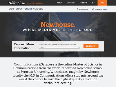 Homepage design for Communications@Syracuse advertising communications iconography interface marketing ui ux web design