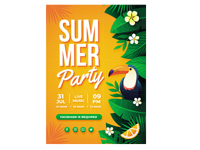 gradient-summer-party banner branding graphic design logo poster work from home poster template