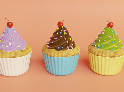 Cupcakes 3d blender cupcake