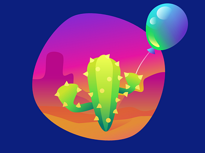 Cactus & Balloon 2d cactus illustration powerpoint