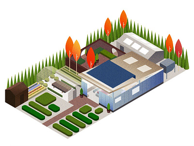 Our House Dribbble garden greenhouse house illustration isometric shed roof tiny house