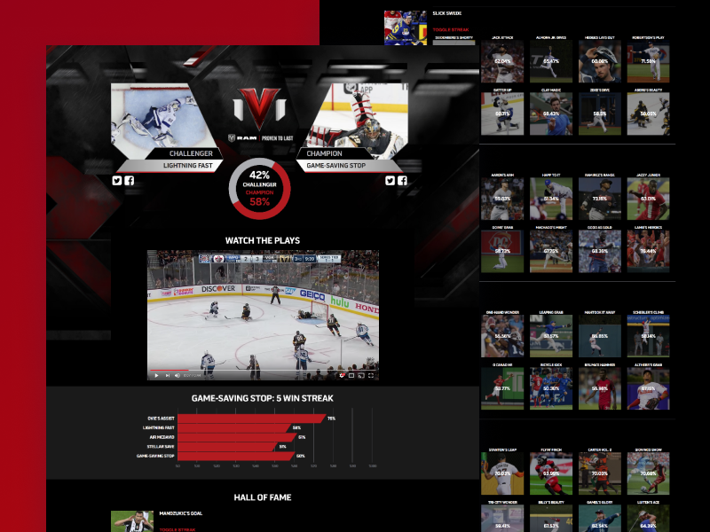 TSN 1V1 voting ux design mobile 1v1 sports web