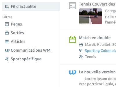 WMI Newsfeed icons newsfeed sport ui wmi