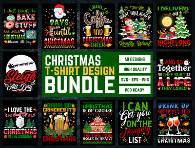 Christmas T-Shirt Design Bundle retro t shirt design