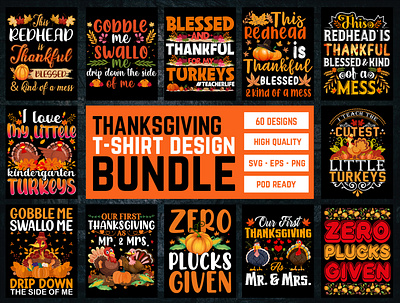 Thanksgiving T-Shirt Design Bundle thanksgiving t shirt