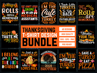 Thanksgiving T-Shirt Design Bundle thanksgiving t shirt