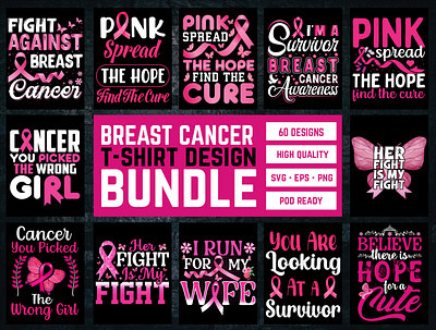 Breast Cancer T-Shirt Design Bundle breast cancer t shirt design