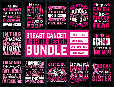 Breast Cancer T-Shirt Design Bundle breast cancer t shirt design