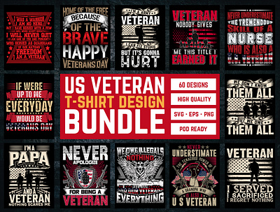 US Veteran T-Shirt Design Bundle branding design graphic design illustration t shirt t shirt design us us veteran t shirt usveteran vector