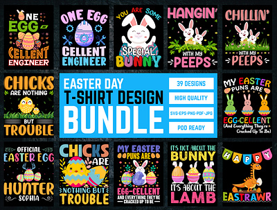 Easter Day T-Shirt Design Bundle bunny easter easter day t shirt design egg graphic design rabbit tshirt tshirt design