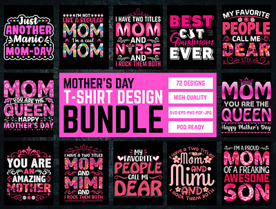 Mother's Day T-Shirt Design Bundle graphic design mom