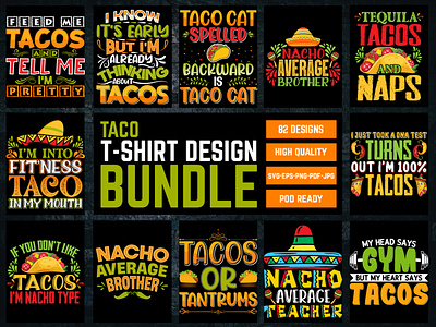 Taco T-Shirt Design Bundle
