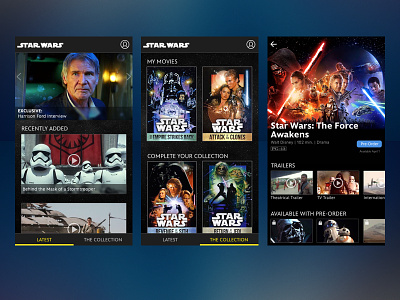 Star Wars The Force Awakens iOS App app entertainment ios iphone mobile product design sketch ui