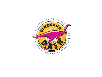 Dinosaur Dash branding bright burst cvetan design fundraiser illustration illustrator logo milwaukee museum pink playful run typography vector