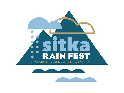 Sitka Rain Fest alaska blue clouds design festival gold graphic illustration illustrator lockup mountains nature rain raindrop rainy travel typography vector vector art water