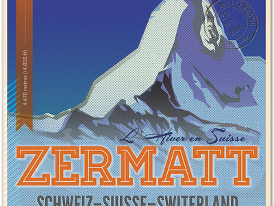 L' Hiver En Suisse (Winter in Switzerland) Poster (detail)