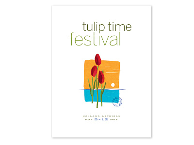 TulipTime blue cvetan design festival flower illustration illustrator lake landscape michigan milwaukee orange photoshop poster sunset texture tulip typography