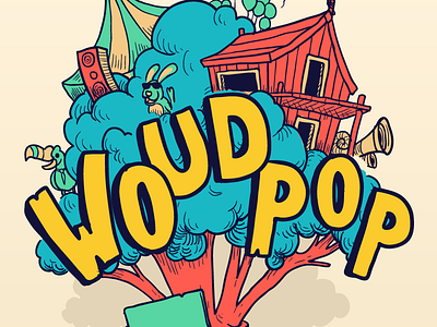 Woudpop festival flyer illustration teehouse tree visual